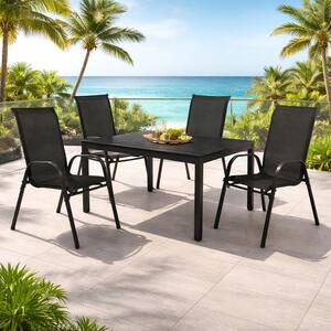 Set da giardino 5 pezzi Set di sedute L150xP90xH74cm Non-Wood Nero