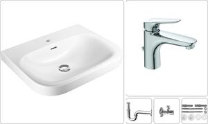 Set lavabo VIGOUR DERBY 60x48 cm con miscelatore CLIVIA, bianco