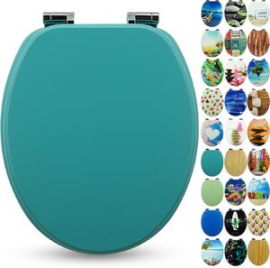 Sedile WC Sanfino® Premium "Mars Green": sedile WC di alta qualità in legno con chiusura ammortizzata, numerosi motivi colorati, facile da montare
