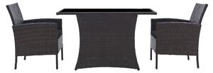 Gruppo da giardino Möbilia 3 pezzi | 2 poltrone con cuscini, 1 tavolo | polyrattan | marrone | 10020013 | serie GARTEN