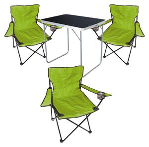 Set da campeggio da 4 pezzi: tavolo da campeggio + 3 sedie pieghevoli da campeggio