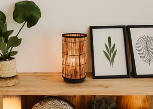 Lampada da tavolo vintage con paralume in rattan in stile boho, ideale per il davanzale della finestra o il comodino