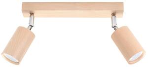 Lampada a soffitto, legno, marrone, faretti orientabili, lunghezza 30 cm