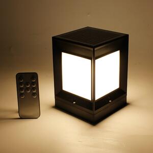 Lampada solare palo lampada recinzione illuminazione palo luce 10x10x14 cm con telecomando luce solare 3.7V 1200 mAh lampada recinzione luce esterna luminosa bianco caldo e freddo regolabile