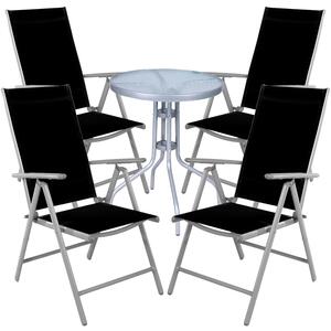 Set da bistrot, 5 pezzi, grigio argento / nero