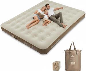 Materasso gonfiabile, dimensioni 213x182x25 cm, con pompa, per 3 persone, color marrone
