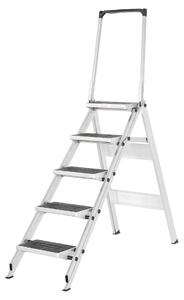 Scala di sicurezza Hymer a 5 gradini con rivestimento in gomma antiscivolo e maniglione