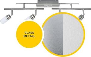 Plafonaio a LED D122 | 4 faretti LED orientabili | nichel opaco | vetro bianco | bianco caldo 3000K | MeLiTec