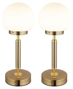 2x Lampada da tavolo a LED in ottone, touch dimmer, batteria ricaricabile, H 28,5 cm
