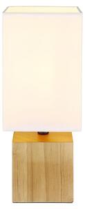 Lampada da tavolo a LED, legno naturale, tessuto bianco, H 30 cm