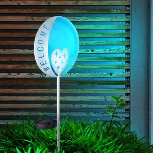Lampada solare a LED, blu-argento, Welcome, H 78,5 cm