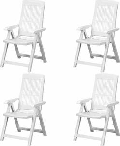 PROGARDEN Tampa SET 4x poltrone pieghevoli in plastica bianca M73535