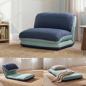 Divano letto MCW-E68, divano letto funzionale poltrona pieghevole poltrona reclinabile, tessuto/tessuto ~ blu chiaro/blu scuro