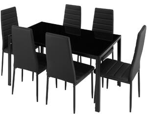 TecTake GmbH 404381 set di mobili per sala da pranzo brandenburg 6+1 - nero/nero