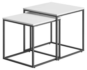 Tavolino Da Salotto - Leobert - Bianco/Gambe Nere - 50 X 50 X 50,5 Cm - Set Da 2