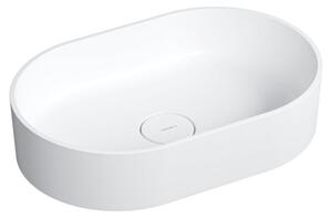 Omnires OVO M+ OVOUNBM Lavabo da appoggio 55x36cm, marmo composito, bianco opaco