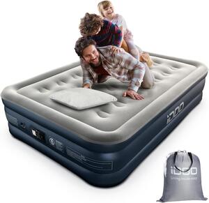 Letto gonfiabile per 2 persone, dimensioni 137x190x46 cm, con 28 camere d'aria, inclusa pompa