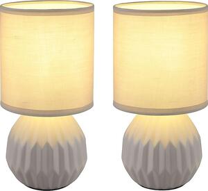 Set di 2 lampade da tavolo, Vetroceramica, tessuto, grigio, H 23 cm