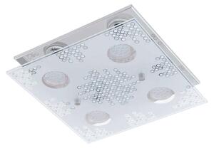 Plafoniera LED, acciaio inox cromato, vetro satinato