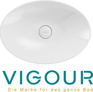 VIGOUR Individual 3.0 Vasca da incasso ovale 60 x 42 cm in ghisa minerale con rivestimento SolidPlus, bianco lucido