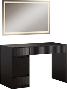 Tavolo da toilette Vicco Omira Nero 120 cm con specchio a LED, Model 50580