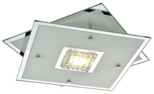 Plafoniera LED, cristalli ghiacciati, vetro, cromo, L 29 cm