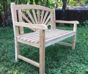 Panchina Panchina da giardino MARSIA 2 posti in teak 110 cm con motivo del sole