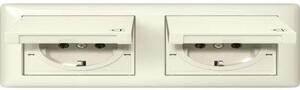 Presa SCHUKO Gira KD + set IP44 + cornice 2f standard 55 bianco crema 415801
