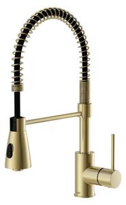 Miscelatore da cucina Lenz KALANI² oro - getto a pendolo professionale, 2 modalità di getto, orientabile a 360°, antimpronta, installazione EasyFix 46070341