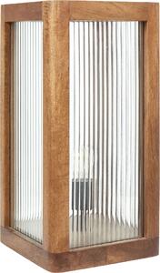 BELIANI Lampada da tavolo in legno di mango con pannelli in vetro design industriale illuminazione moderna decorazione casa