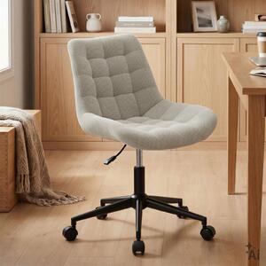 Sedia girevole VASILO in tessuto corduroy, beige - Sedia da scrivania regolabile in altezza con rivestimento in tessuto, comoda imbottitura, struttura in metallo con 5 rotelle doppie, ideale per la camera da letto, l'ufficio o l'home office