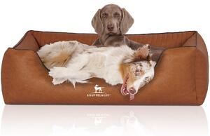 Lettino ortopedico per cani Chesapeake in Pelle finta marmorizzata trapuntata al laser XL color ruggine