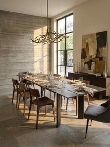 Tavolo da pranzo 180x95x77 cm Tavolo da pranzo in Vetroceramica e vetro Nero, tavolo da cucina allungabile fino a 240 cm, tavolo in vetro grande, tavolo da pranzo rettangolare con gambe in metallo