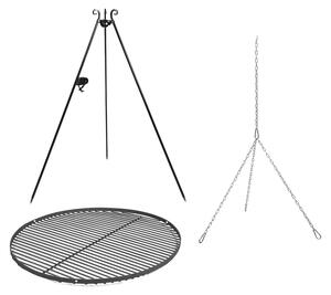 Barbecue girevole da 180 cm - griglia in acciaio grezzo da 50 cm + manovella