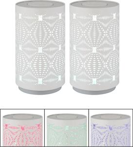 2x lampada da tavolo LED RGB, batteria ricaricabile, touch, bianca, H 14 cm