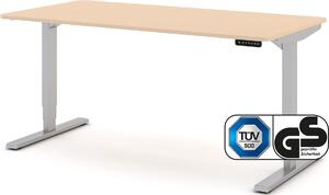 Scrivania ASSMANN regolabile elettricamente in altezza Y-Line Curved Sand in alluminio bianco, 160x80cm, funzione memoria, funzione motore a 2 ripiegamenti