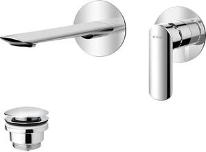 Miscelatore per lavabo da parete con tappo (o scarico) cromato
