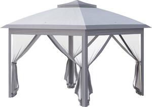 Gazebo Outsunny 3,3x3,3 m, idrorepellente, resistente all'inverno, gazebo pieghevole pop-up con doppio tetto, protezione UV, tenda pieghevole per feste, tenda da giardino con pannelli laterali, borsa, gazebo da giardino per campeggio, grigio