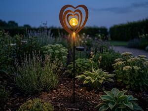 Lampada solare a LED, metallo, color ruggine, sfera in vetro, H 82 cm