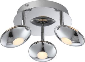 Lampada a sospensione Globo, modello Dl, finitura cromata, 3 luci LED, codice prodotto 56210-3