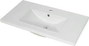 Lavabo HWC-B19, lavabo lavandino bagno, Vetroceramica angolare 81 cm, bianco