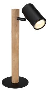 Globo Lighting lampada da tavolo in legno marrone scuro, metallo nero opaco, metallo nero opaco, cavo in PVC nero, interruttore a bilanciere sul cavo, LxLxH: 220x130x350mm, lunghezza cavo 1500mm, escl. 1x GU10 LED 5W 230V