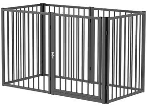 PawHut Recinto per cuccioli, altezza 76 cm, set da 6 pezzi con porta, acciaio, nero