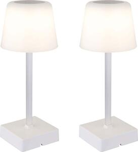 Set di 2 lampade da tavolo LED, colore bianco, dimmer touch, alimentazione a batteria, altezza 25,5 cm