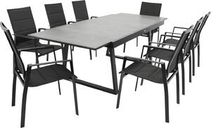 Set DEGAMO REIMS da 9 pezzi, alluminio + vetro + tessuto sintetico nero