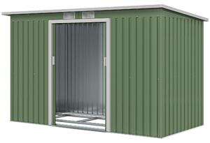Casetta da giardino Outsunny con porta scorrevole, in acciaio, verde chiaro