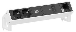 Scrivania BACHMANN DESK2, 2 prese CEE7/3, 1 porta USB-C con alimentazione da 100W, 1 cavo di alimentazione CM, lunghezza 0,2 metri, colore RAL9010