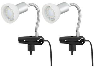 Set di 2 lampade da tavolo a LED, con braccio flessibile, in metallo e vetro, colore bianco, altezza 34 cm