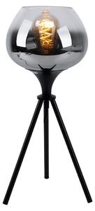 Lampada da tavolo, paralume in vetro, metallo, nero fumo, H 45 cm