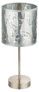 Lampada da tavolo LED, colore argento, con decorazioni in rilievo, altezza 35 cm, modello NADI